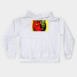 ANGRY CAT POP ART -  RED YELLOW BLACK Kids Hoodie